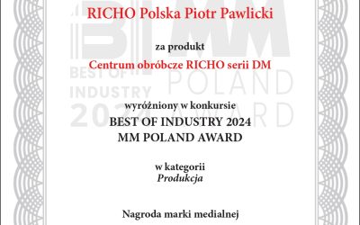 Best of Industry MM Poland Award dla centrum obróbczego z serii DM